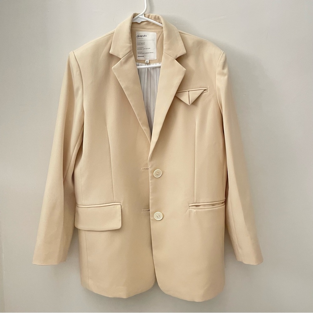 Beige Blazer Oversized Jacket Size